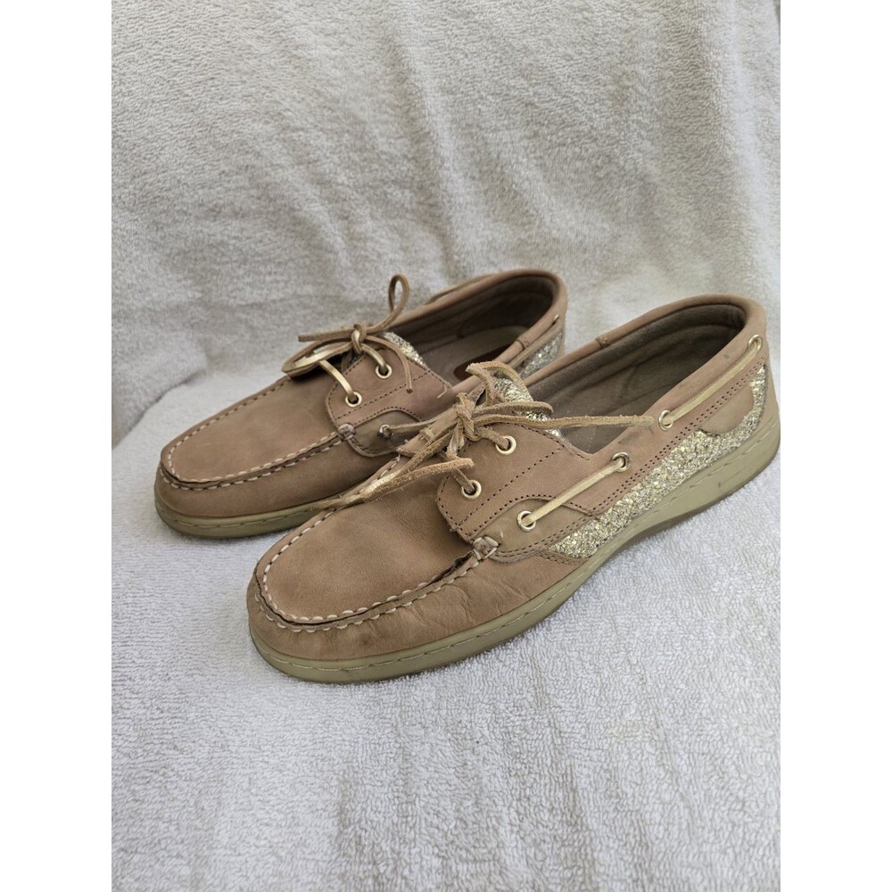 Maui Island Goldfish Women Size 9.5M Suede Leather Glitter Sparkle Boat Shoes